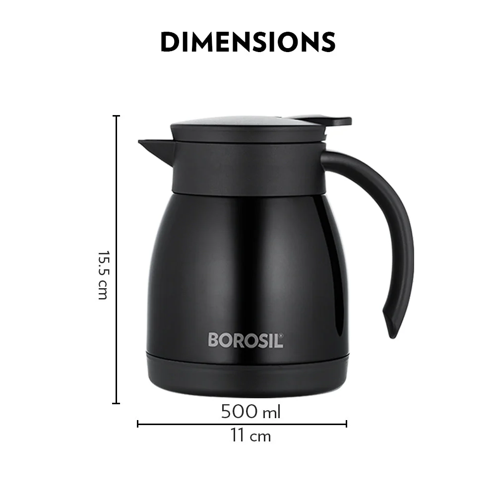 Borosil Insulated Tea Pot, Black, 500ml - Image 8