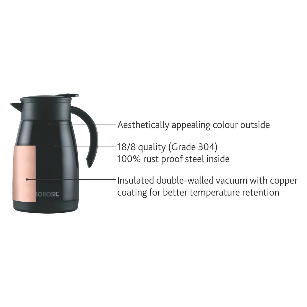 Borosil Insulated Tea Pot, Black, 750ml - Image 2
