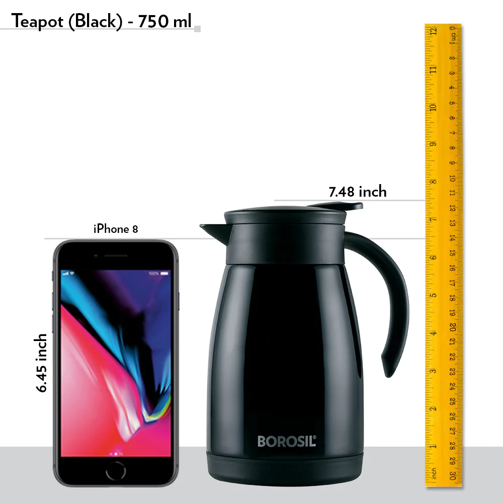 Borosil Insulated Tea Pot, Black, 750ml - Image 3