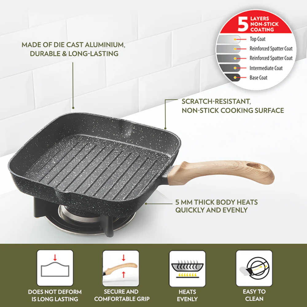 Vajra Nonstick Square Grill Fry Pan - Image 4