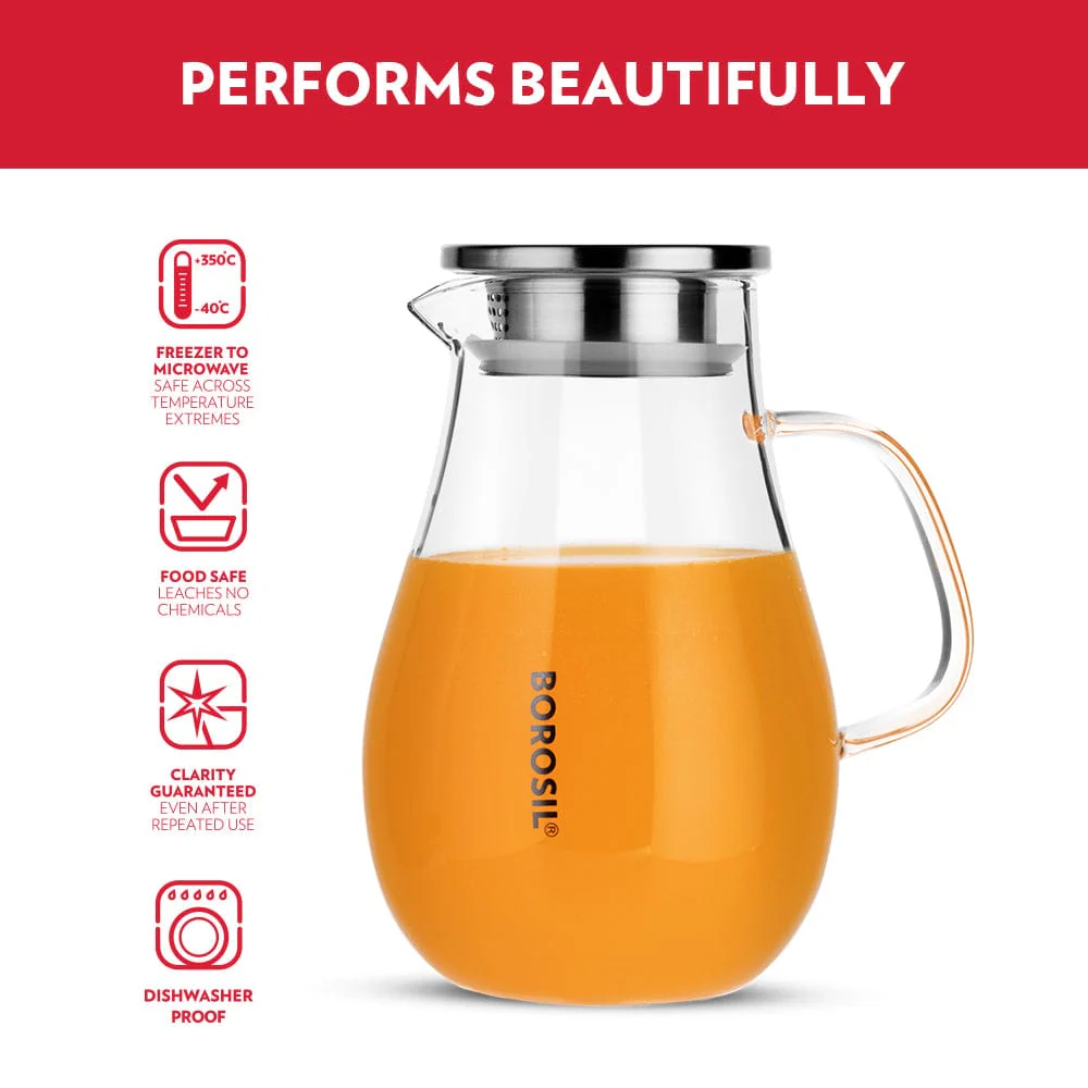 Borosil Vision Juice & Water Jug w steel lid, 1.75L - Image 5